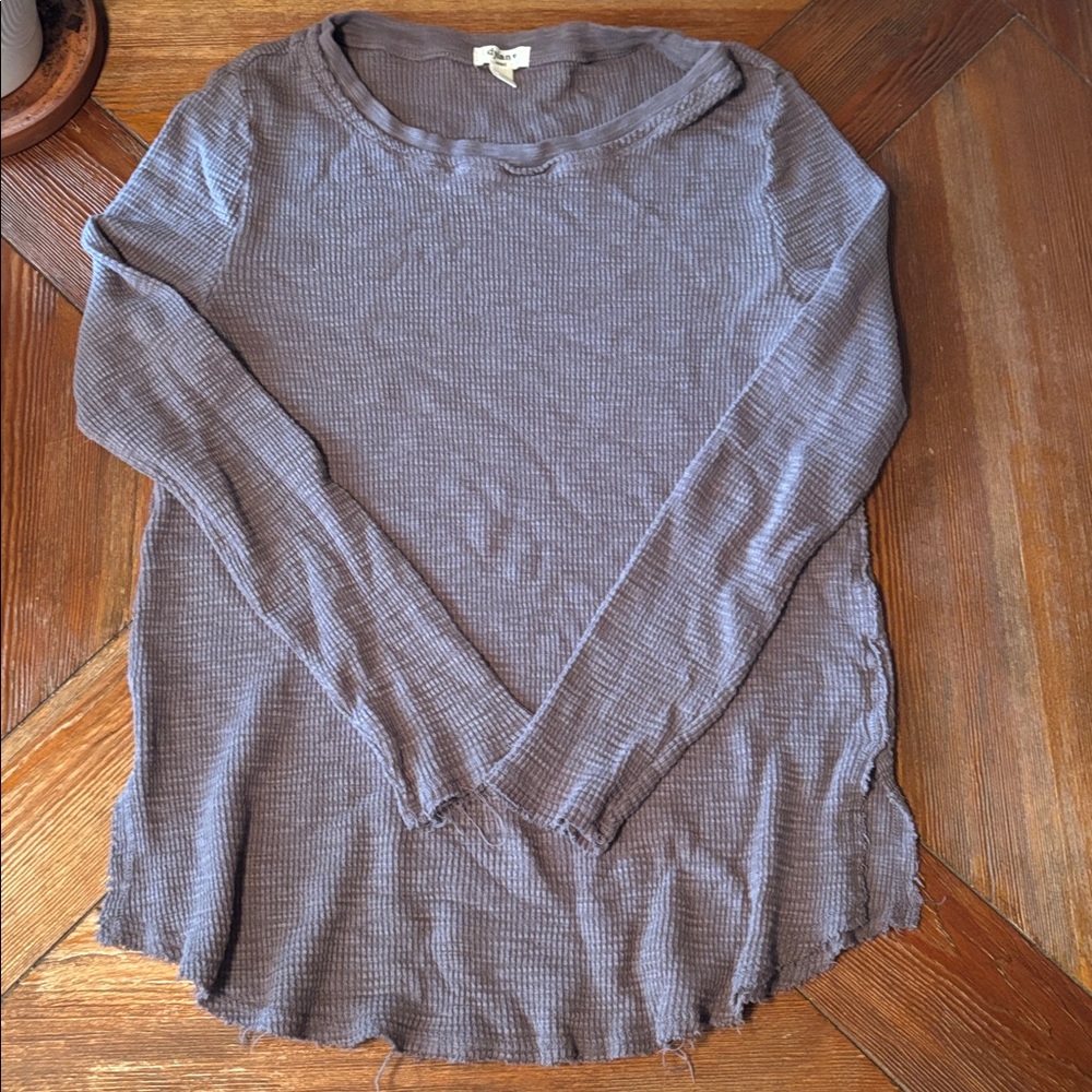 DYLAN Women Waffle Softest Slub Cotton Oatmeal Sz S Long Sleeve Crew Shirt Cozy